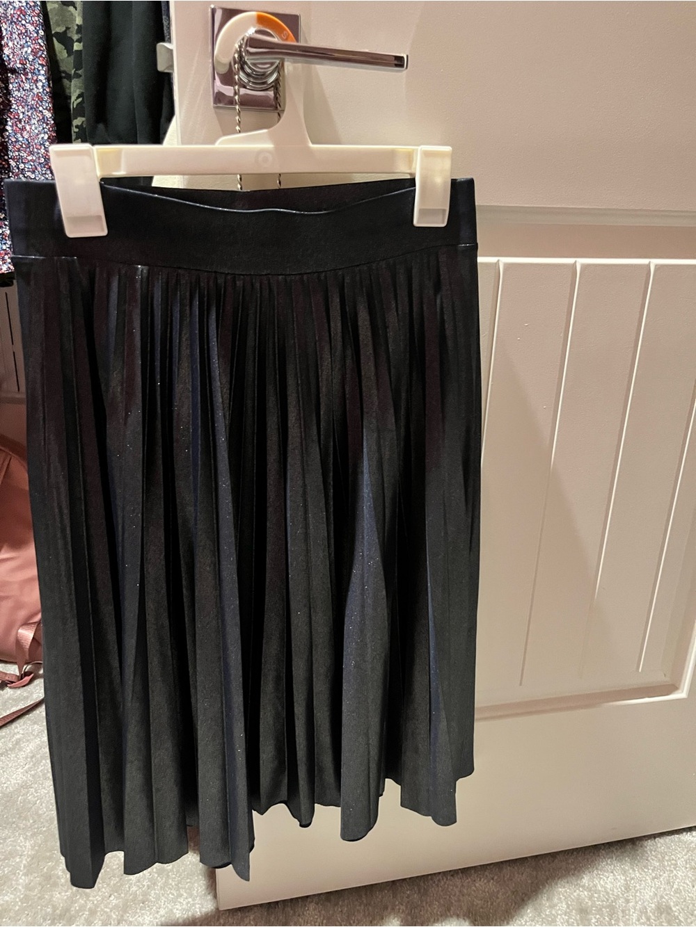 Gray Shimmer Pleated Skirt